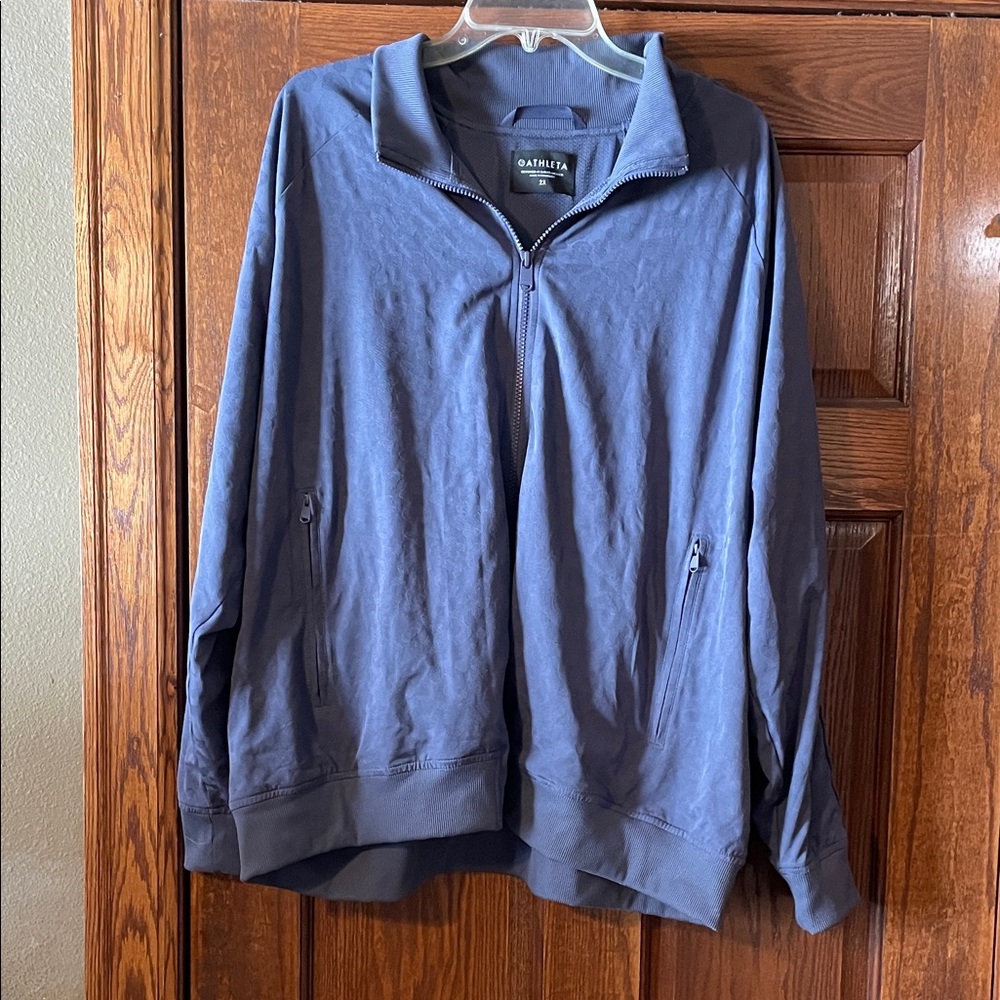 Athleta Charcoal Patterned Zip-Up Jacket - image 1